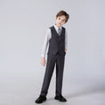 Gallery viewerに画像を読み込む, Dark Grey Striped Modern 4 Piece Boy's Formal Suits
