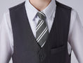 Gallery viewerに画像を読み込む, Grey Striped Slim Fit Modern 4 Piece Boy's Formal Suits With Vest+Pants+Shirt+Tie
