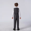 Charger l'image dans la visionneuse de la galerie, Grey Striped Slim Fit Modern 4 Piece Boy's Formal Suits With Vest+Pants+Shirt+Tie
