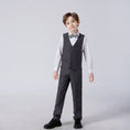 Cargar la imagen en la vista de la galería, Dark Grey Striped Modern 4 Piece Boy's Formal Suits
