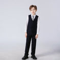 Cargar la imagen en la vista de la galería, Black Striped Modern 4 Piece Boy's Formal Suits
