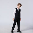 Cargar la imagen en la vista de la galería, Black Striped Modern 4 Piece Boy's Formal Suits
