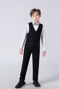 Charger l'image dans la visionneuse de la galerie, Black Striped Modern 4 Piece Boy's Formal Suits
