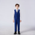 Gallery viewerに画像を読み込む, Royal Blue Striped Slim Fit Modern 4 Piece Boy's Formal Suits With Vest+Pants+Shirt+Tie
