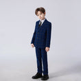 Load image into Gallery viewer, Blue Plaid Elegant 5 Piece Boys Suits
