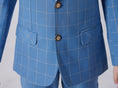 Bild in Galerie-Betrachter laden, Light Blue Plaid Elegant Formal 5 Piece Boys Suits
