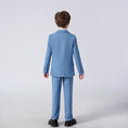 Cargar la imagen en la vista de la galería, Light Blue Plaid Elegant Formal 5 Piece Boys Suits
