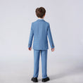 Cargar la imagen en la vista de la galería, Light Blue Plaid Elegant Formal 4 Piece Boys Suits With Jacket+Pants+Shirt+Tie
