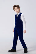 Load image into Gallery viewer, Royal Blue Velvet 2 Piece Kids Boys' Vest and Pants Dress Suits Set
