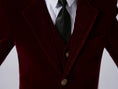 Cargar la imagen en la vista de la galería, Burgundy Velvet 3 Piece Boy's Formal Boys Suits With Jacket Vest Pants
