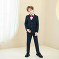 Charger l'image dans la visionneuse de la galerie, Navy Plaid Elegant 5 Piece Boys Suits
