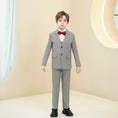 Gallery viewerに画像を読み込む, Light Grey Striped Modern 5 Piece Boy's Formal Suits
