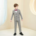 Gallery viewerに画像を読み込む, Light Grey Striped Modern 5 Piece Boy's Formal Suits
