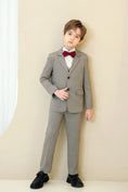 Gallery viewerに画像を読み込む, Light Grey Striped Modern 5 Piece Boy's Formal Suits
