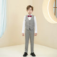 Gallery viewerに画像を読み込む, Light Grey Striped Modern 5 Piece Boy's Formal Suits
