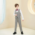 Gallery viewerに画像を読み込む, Light Grey Striped Modern 5 Piece Boy's Formal Suits
