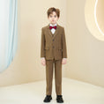 Load image into Gallery viewer, Dark Khaki Plaid Elegant 5 Piece Boys Suits
