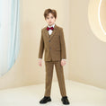 Bild in Galerie-Betrachter laden, Dark Khaki Plaid Elegant 5 Piece Boys Suits
