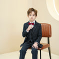 Load image into Gallery viewer, Navy Plaid Elegant 5 Piece Boys Suits
