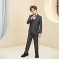 Cargar la imagen en la vista de la galería, Dark Grey Striped Modern 5 Piece Boy's Formal Suits
