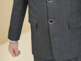 Cargar la imagen en la vista de la galería, Dark Grey Striped Modern 5 Piece Boy's Formal Suits
