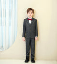 Load image into Gallery viewer, Dark Grey Striped Modern 5 Piece Boy's Formal Suits
