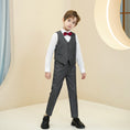 Load image into Gallery viewer, Dark Grey Striped Modern 4 Piece Boy's Formal Suits
