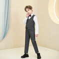 Bild in Galerie-Betrachter laden, Dark Grey Striped Modern 4 Piece Boy's Formal Suits
