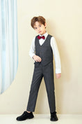 Cargar la imagen en la vista de la galería, Dark Grey Striped Modern 4 Piece Boy's Formal Suits
