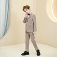 Gallery viewerに画像を読み込む, Khaki Striped Modern 5 Piece Boy's Formal Suits
