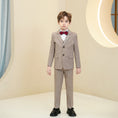 Gallery viewerに画像を読み込む, Khaki Striped Modern 5 Piece Boy's Formal Suits
