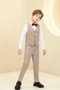 Gallery viewerに画像を読み込む, Khaki Striped Modern 4 Piece Boy's Formal Suits
