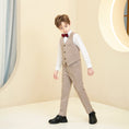 Gallery viewerに画像を読み込む, Khaki Striped Modern 4 Piece Boy's Formal Suits
