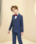 Load image into Gallery viewer, Blue Plaid Elegant Formal 5 Piece Boys Suits
