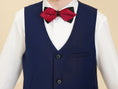 Cargar la imagen en la vista de la galería, Navy Fit Slim 4 Piece Boy's Formal Suits With Vest+Pants+Shirt+Tie
