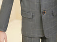 Load image into Gallery viewer, Grey Plaid Elegant 5 Piece Boys Suits
