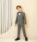 Load image into Gallery viewer, Grey Plaid Elegant 5 Piece Boys Suits
