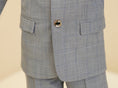 Load image into Gallery viewer, Light Grey Plaid Elegant Formal 5 Piece Boys Suits
