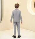 Bild in Galerie-Betrachter laden, Light Grey Plaid Elegant Formal 5 Piece Boys Suits
