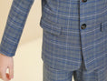 Load image into Gallery viewer, Blue and White Plaid Elegant 5 Piece Boys Suits
