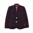 Load image into Gallery viewer, Burgundy Boys Bids Fit Single-Breasted Velvet Blazer
