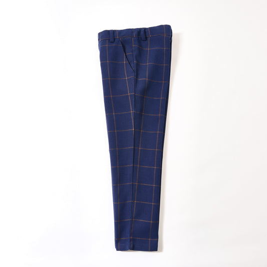 Blue Plaid High Quality Formal Boys Dresswear Pants