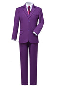 Load image into Gallery viewer, Purple 3 Piece Kids Boys' Formal Fit Blazer Vest and Pants Dress Suits Set
