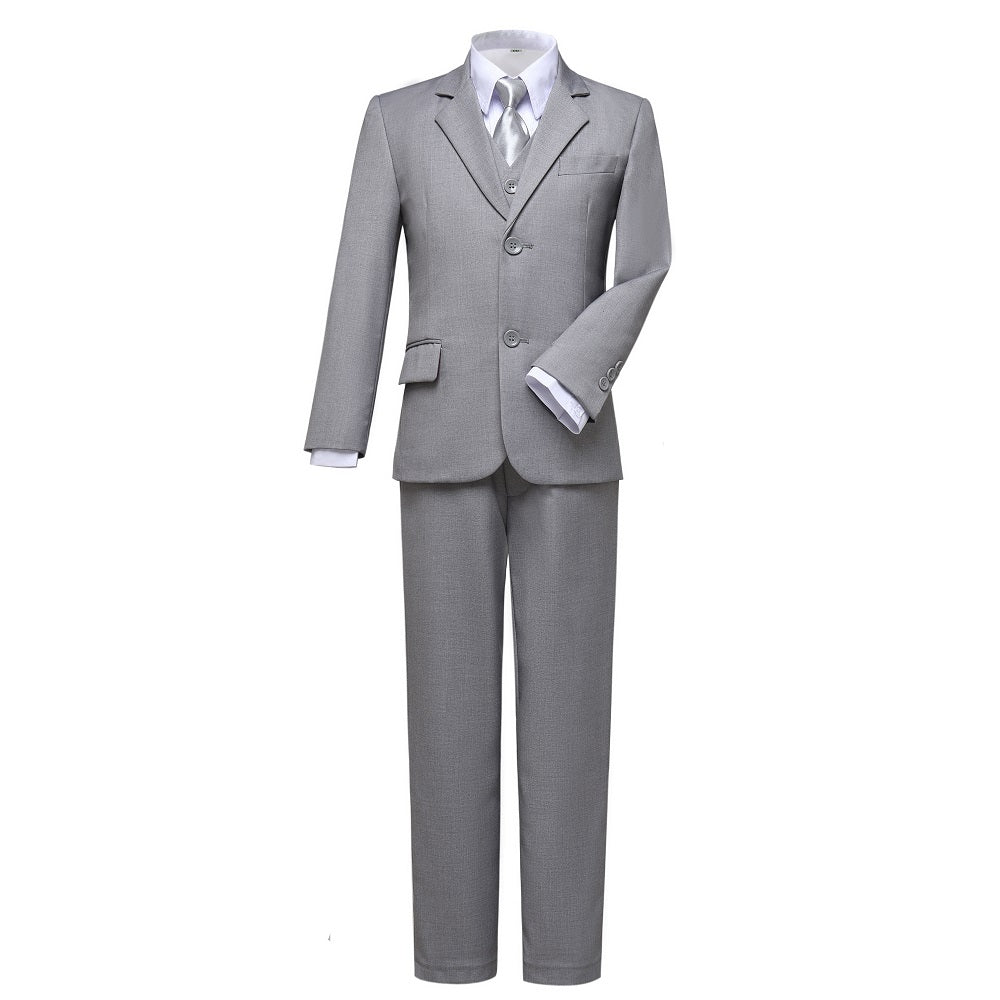 Light Grey Formal Classic 5 Piece Boys Suits