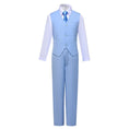 Cargar la imagen en la vista de la galería, Light Blue Formal Classic 4 Piece Boy's Formal Suits With Vest+Pants+Shirt+Tie
