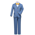 Cargar la imagen en la vista de la galería, Light Blue Plaid Elegant Formal 4 Piece Boys Suits With Jacket+Pants+Shirt+Tie
