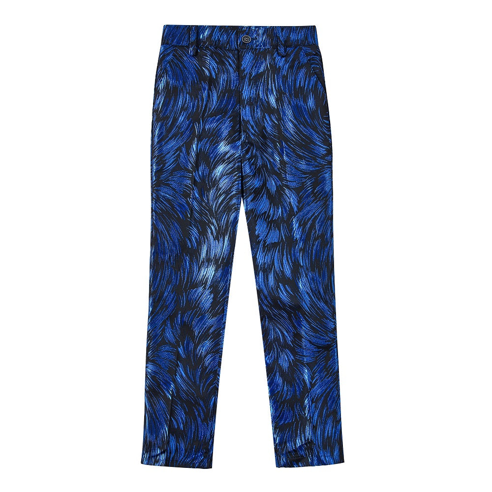 Blue Unique Patterned Party 5 Piece Boys Suits