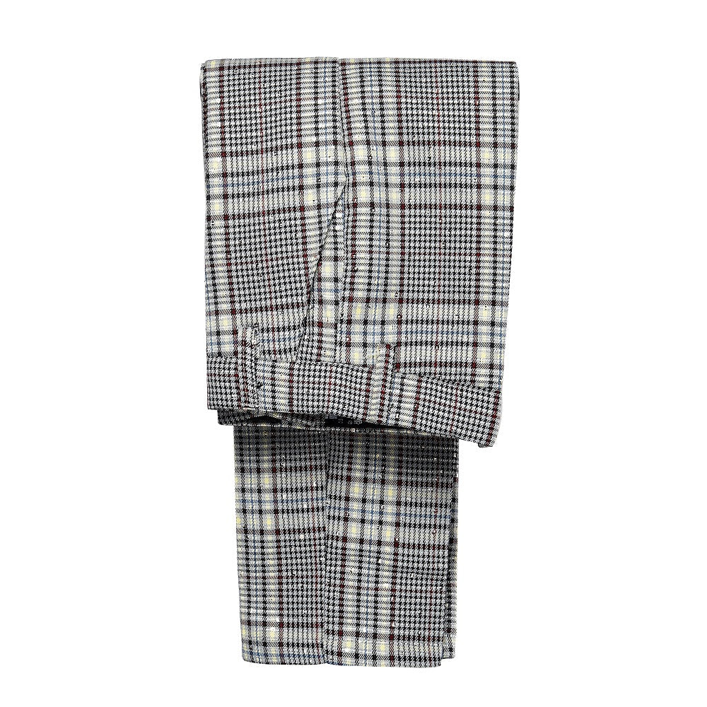 Grey and White Plaid Elegant Formal 5 Piece Boys Suits