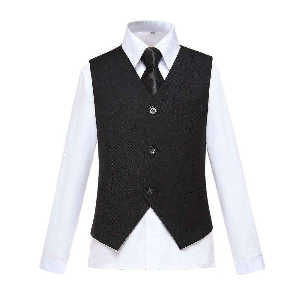 Black 3 Buttons Boys Girls Formal Suit Vest