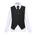 Charger l'image dans la visionneuse de la galerie, Black Fit Slim 4 Piece Boy's Formal Suits With Vest+Pants+Shirt+Tie
